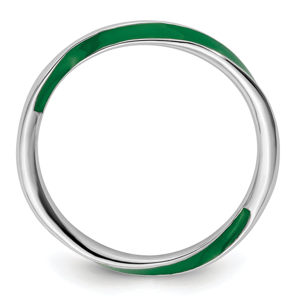 Stackable Expressions Ring Sterling Silver Green Enameled Stackable Ring