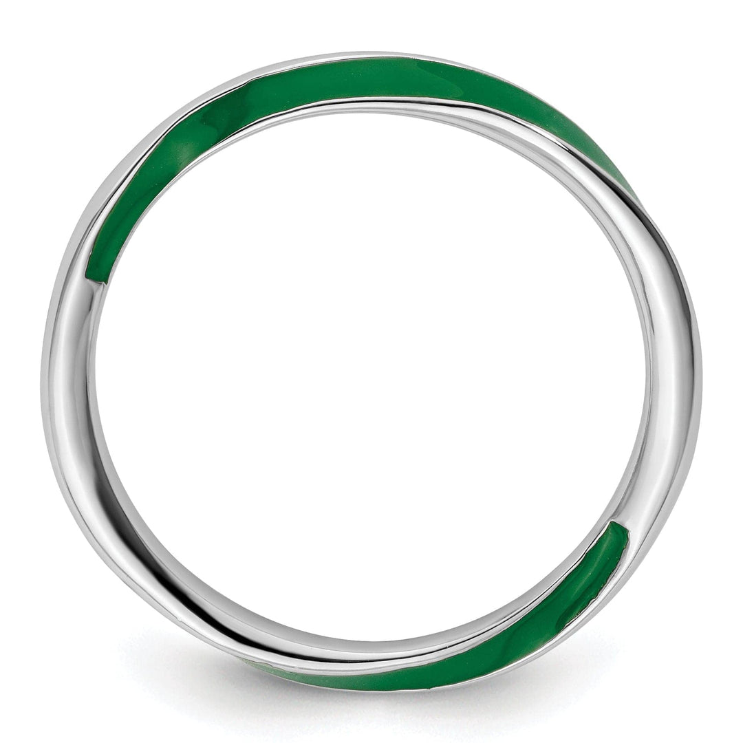 Stackable Expressions Ring Sterling Silver Green Enameled Stackable Ring
