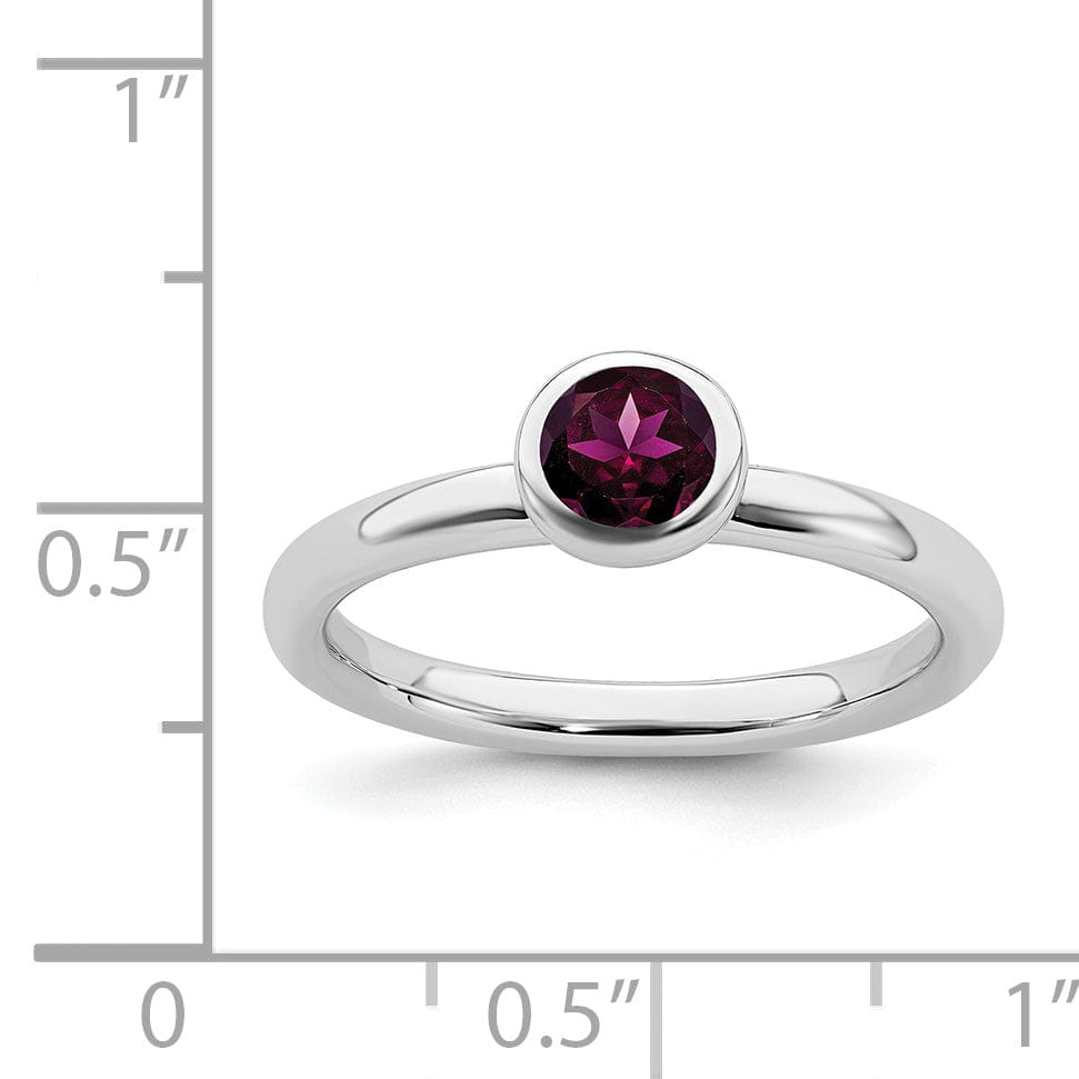 Stackable Expressions Ring Sterling Silver Low Round Rhodolite Garnet Ring
