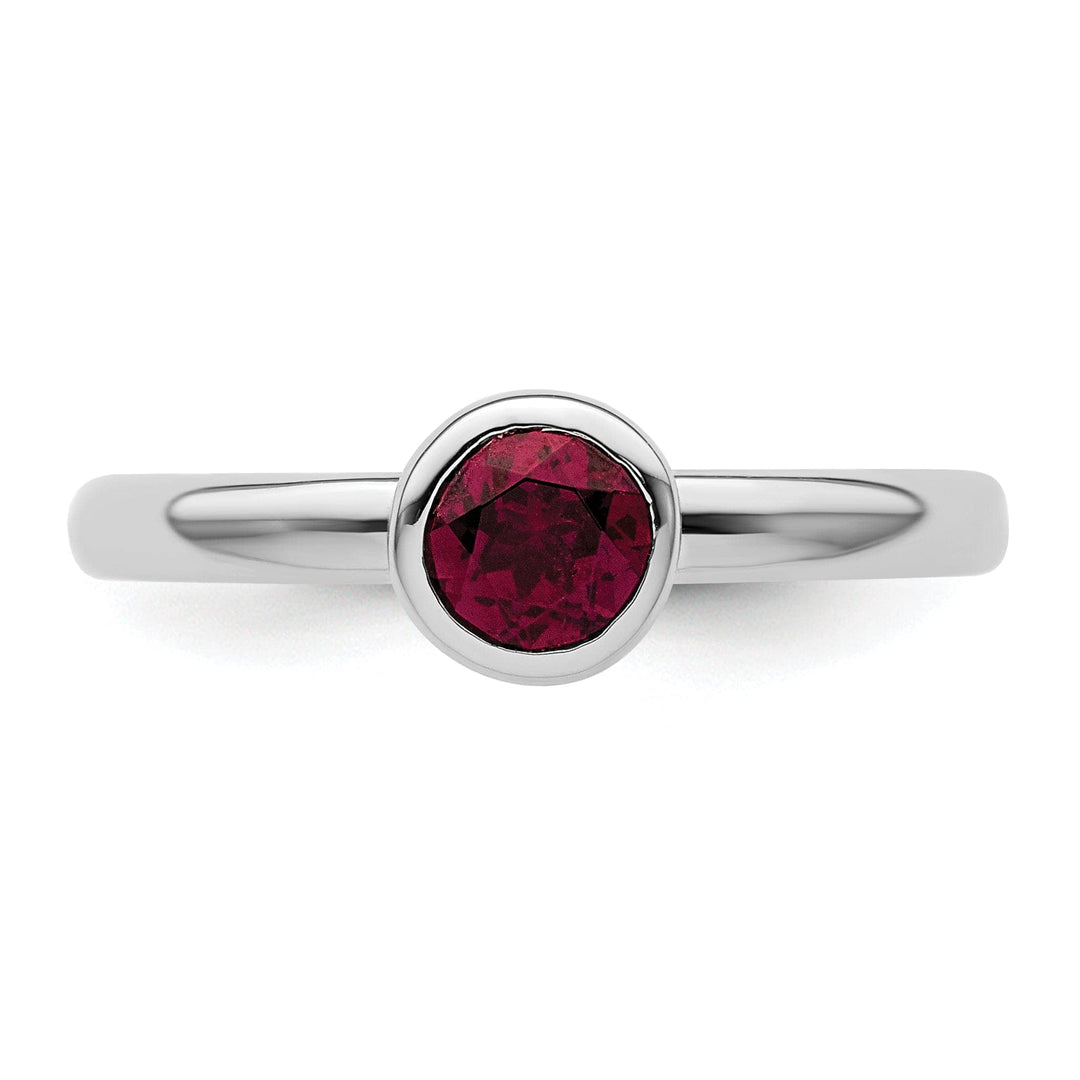 Stackable Expressions Ring Sterling Silver Low Round Rhodolite Garnet Ring