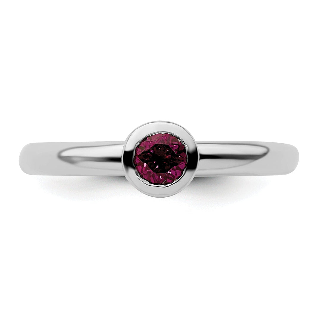 Stackable Expressions Ring Sterling Silver Low Round Rhodolite Garnet Ring