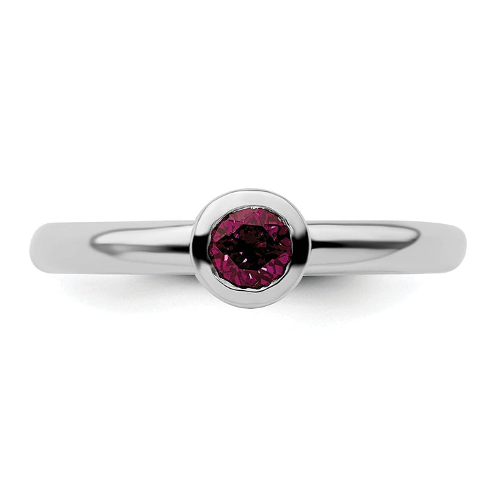 Stackable Expressions Ring Sterling Silver Low Round Rhodolite Garnet Ring