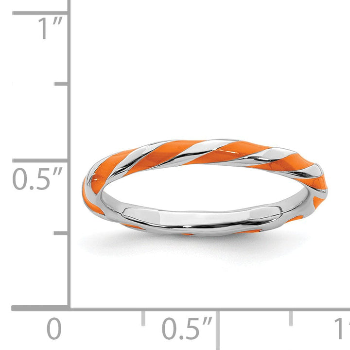 Stackable Expressions Ring Sterling Silver Orange Enameled Stackable Ring