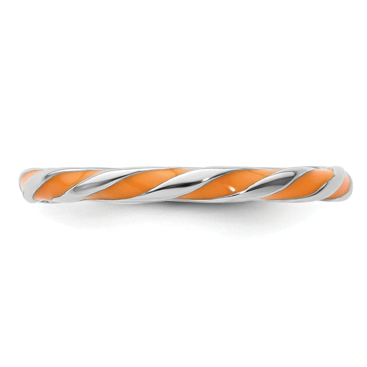 Stackable Expressions Ring Sterling Silver Orange Enameled Stackable Ring