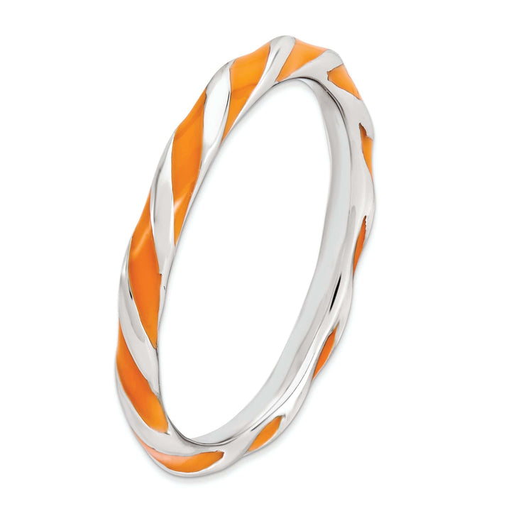 Stackable Expressions Ring Sterling Silver Orange Enameled Stackable Ring