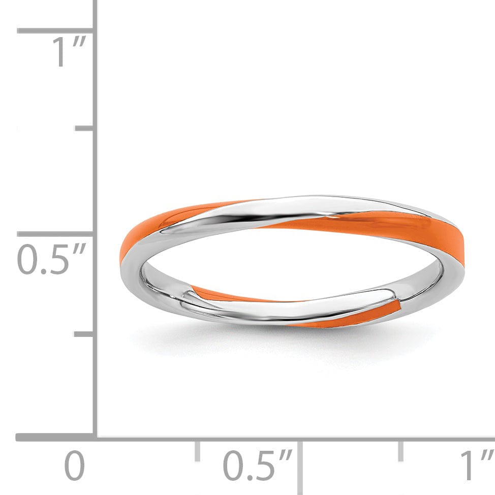Stackable Expressions Ring Sterling Silver Orange Enameled Stackable Ring