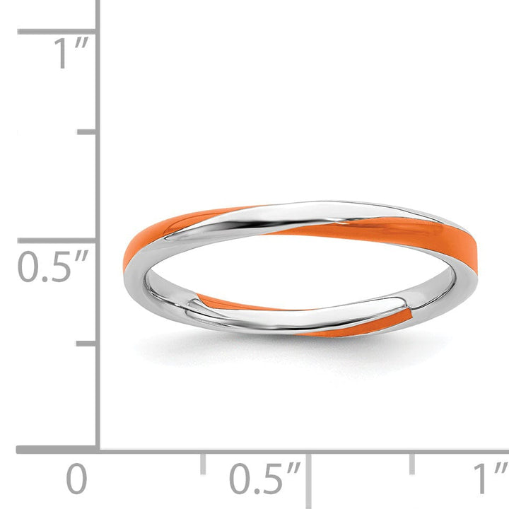 Stackable Expressions Ring Sterling Silver Orange Enameled Stackable Ring