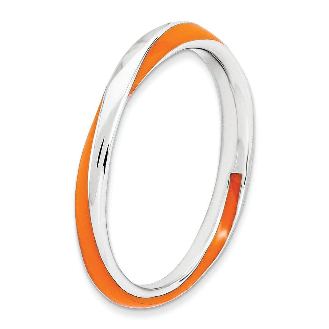 Stackable Expressions Ring Sterling Silver Orange Enameled Stackable Ring