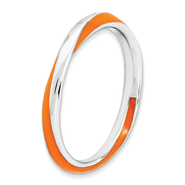 Stackable Expressions Ring Sterling Silver Orange Enameled Stackable Ring