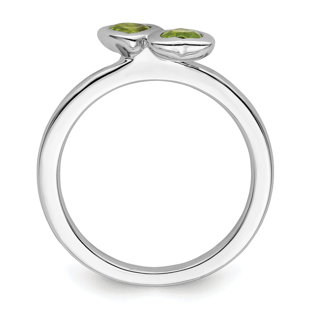 Stackable Expressions Ring Sterling Silver Peridot Double Heart Ring