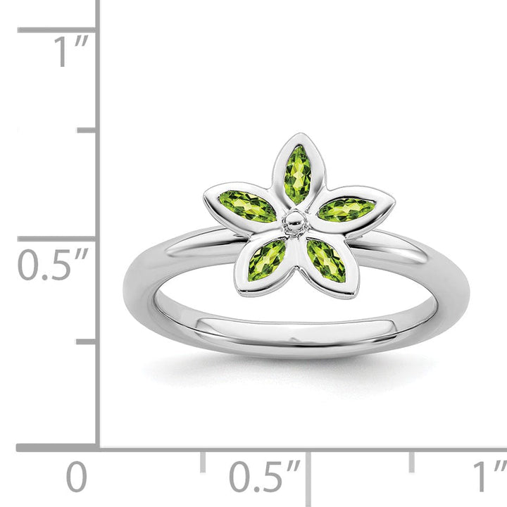 Stackable Expressions Ring Sterling Silver Peridot Flower Ring