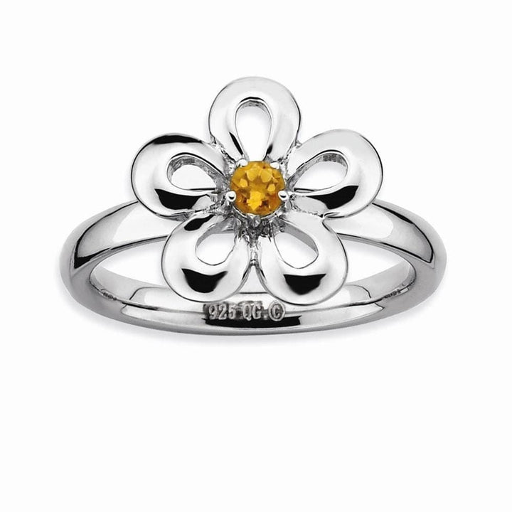 Stackable Expressions Ring Sterling Silver Polished Citrine Flower Ring