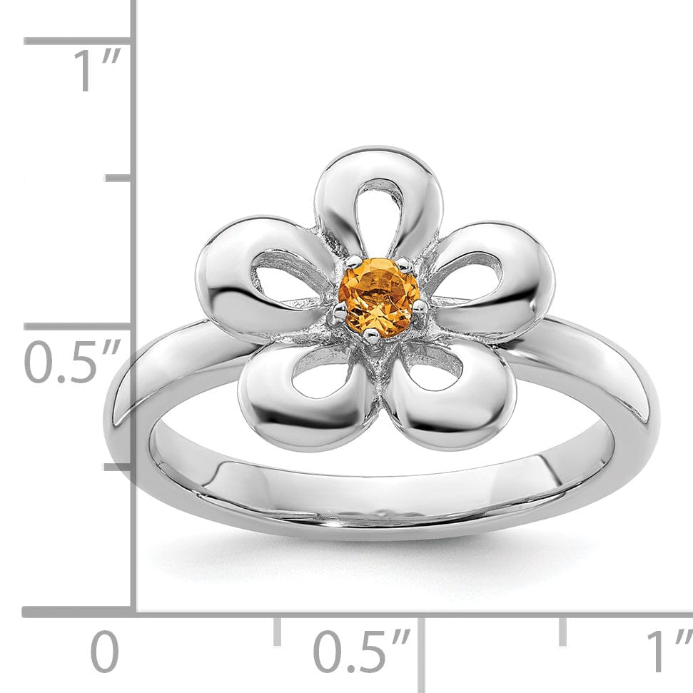 Stackable Expressions Ring Sterling Silver Polished Citrine Flower Ring