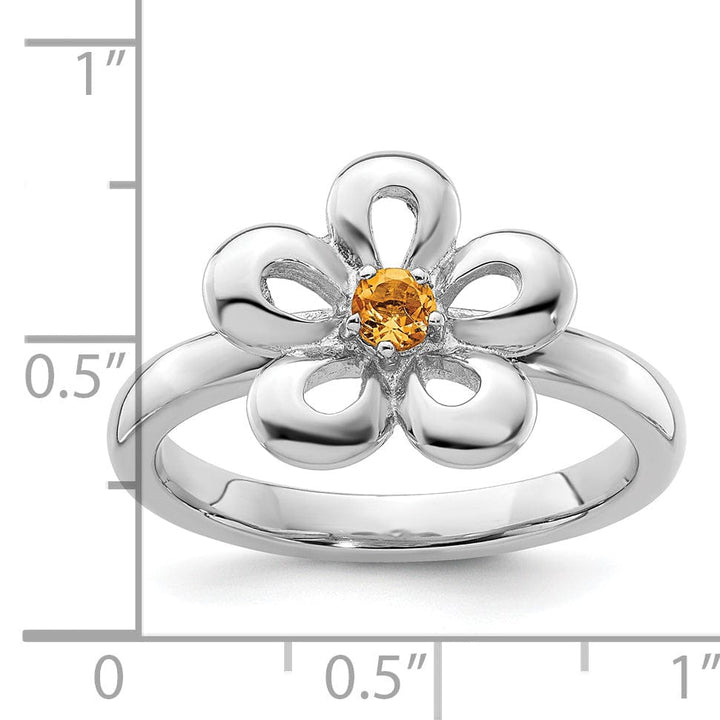 Stackable Expressions Ring Sterling Silver Polished Citrine Flower Ring