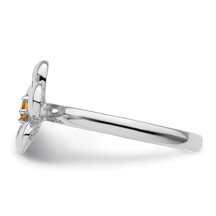 Stackable Expressions Ring Sterling Silver Polished Citrine Flower Ring