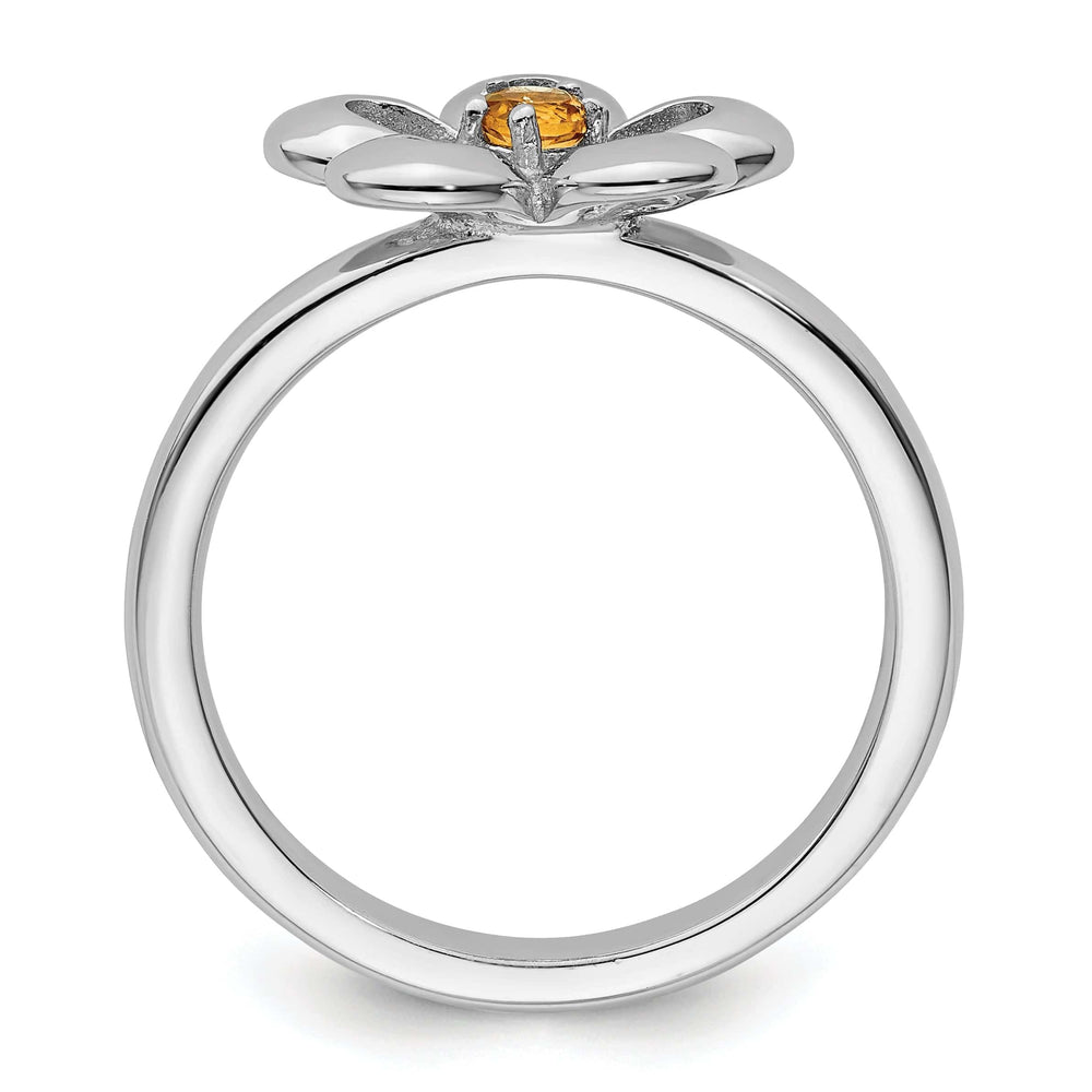 Stackable Expressions Ring Sterling Silver Polished Citrine Flower Ring