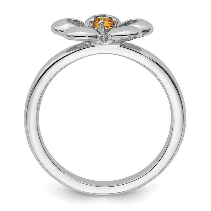 Stackable Expressions Ring Sterling Silver Polished Citrine Flower Ring