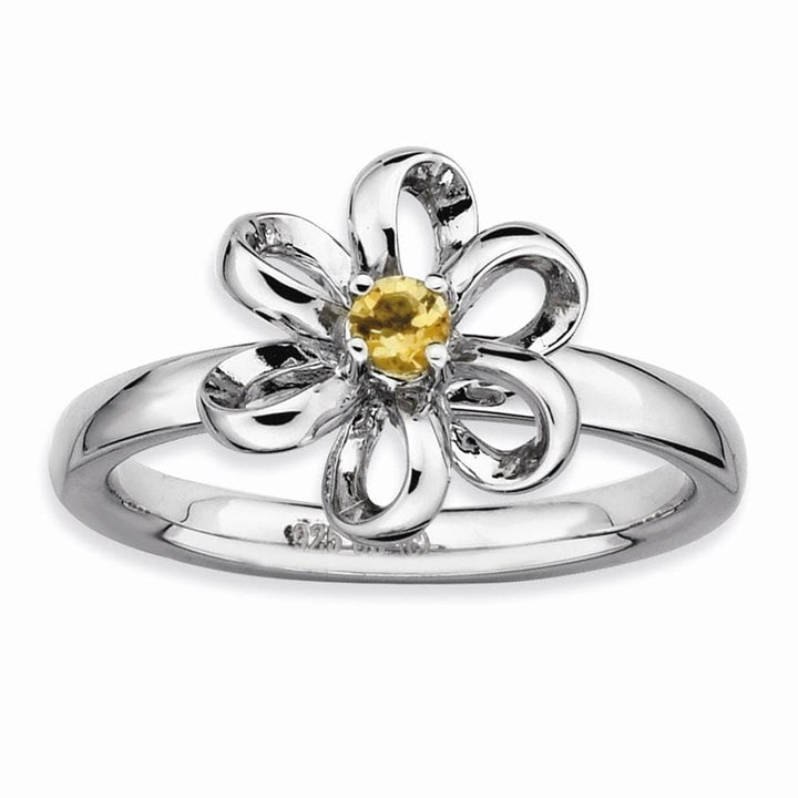 Stackable Expressions Ring Sterling Silver Polished Citrine Flower Ring