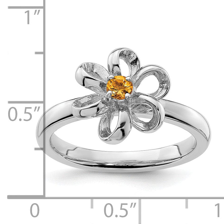 Stackable Expressions Ring Sterling Silver Polished Citrine Flower Ring