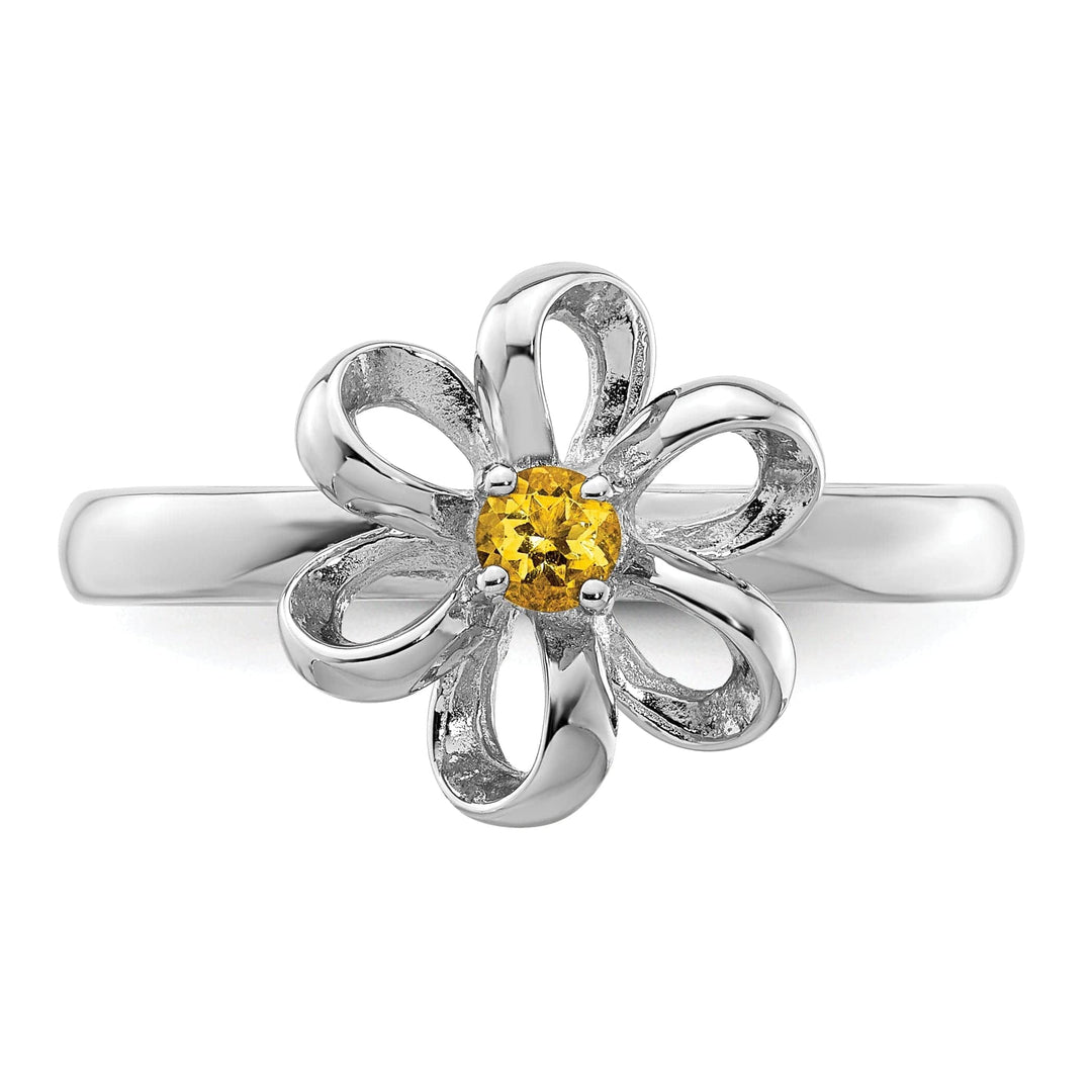 Stackable Expressions Ring Sterling Silver Polished Citrine Flower Ring