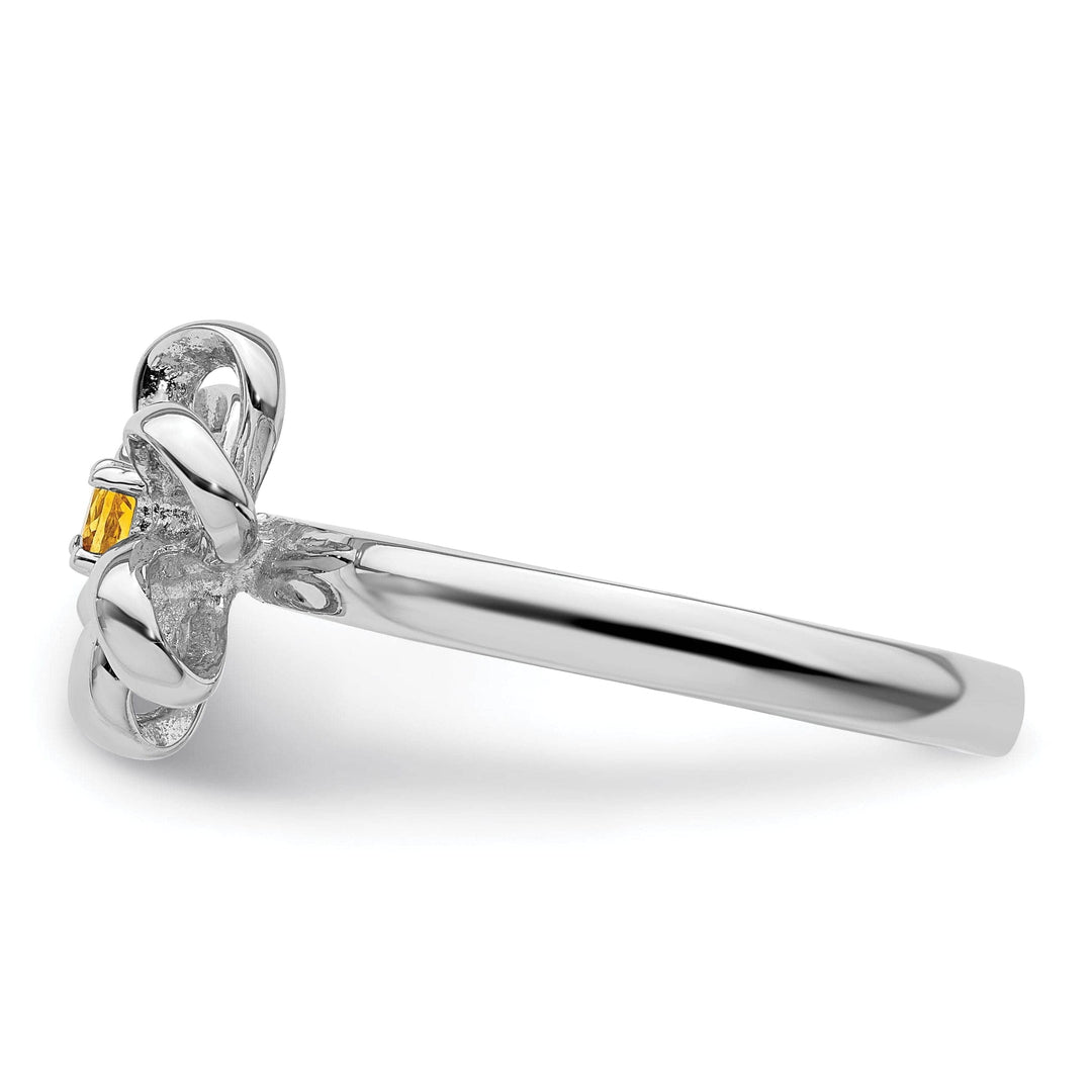 Stackable Expressions Ring Sterling Silver Polished Citrine Flower Ring