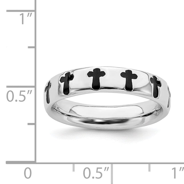 Stackable Expressions Ring Sterling Silver Polished Enameled Cross Ring