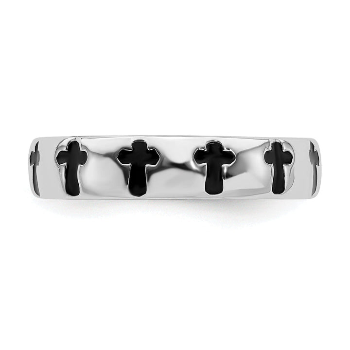 Stackable Expressions Ring Sterling Silver Polished Enameled Cross Ring