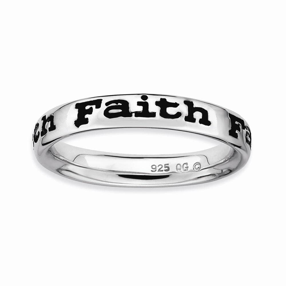 Stackable Expressions Ring Sterling Silver Polished Enameled Faith Ring
