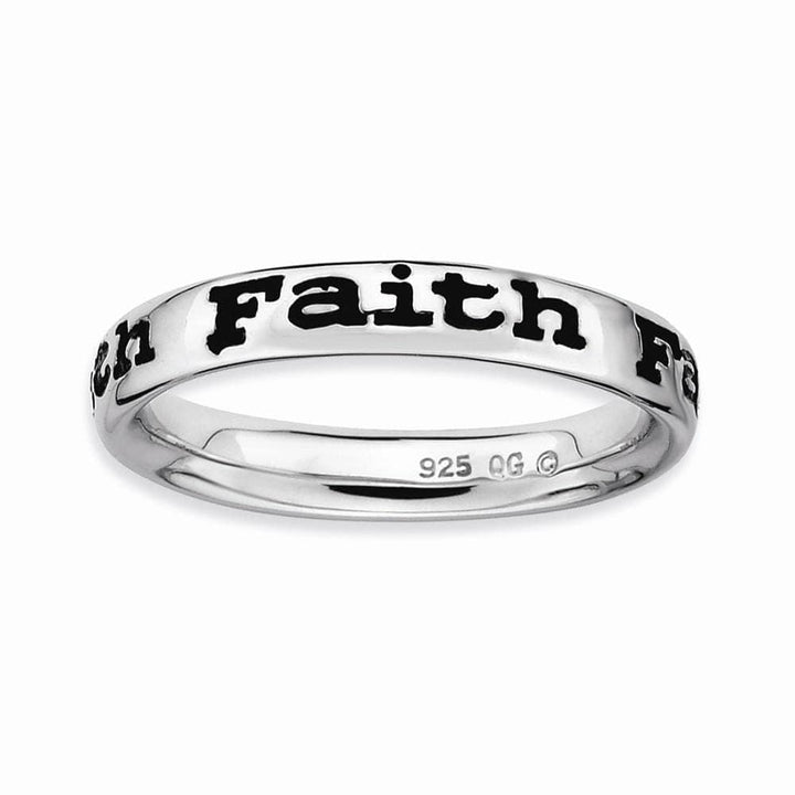 Stackable Expressions Ring Sterling Silver Polished Enameled Faith Ring