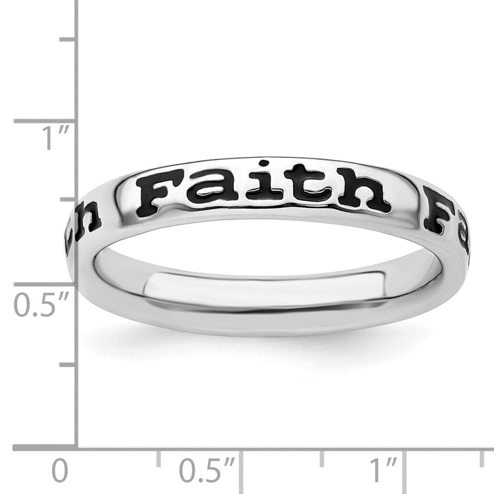 Stackable Expressions Ring Sterling Silver Polished Enameled Faith Ring