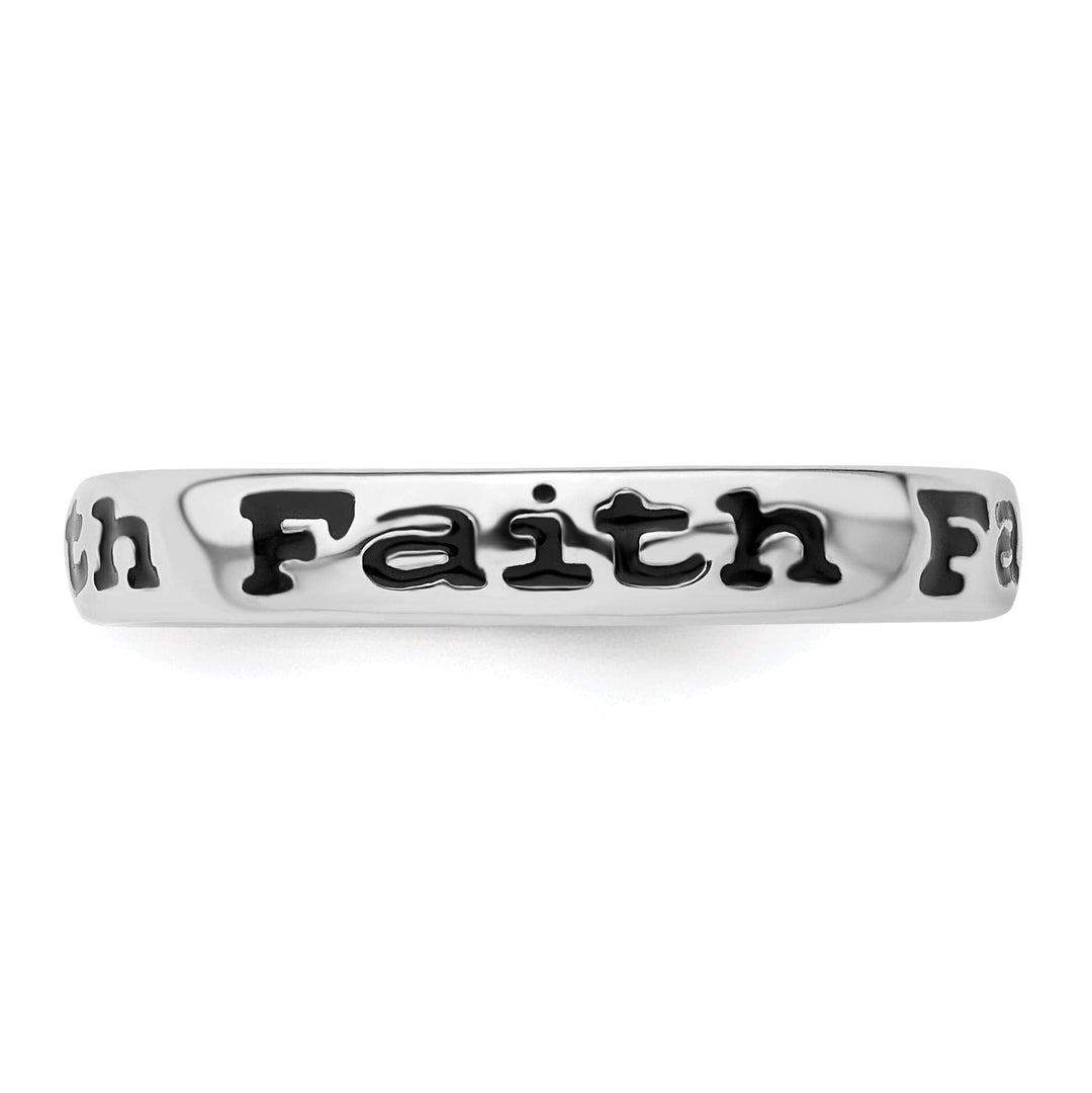 Stackable Expressions Ring Sterling Silver Polished Enameled Faith Ring