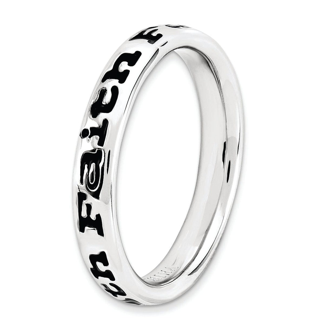 Stackable Expressions Ring Sterling Silver Polished Enameled Faith Ring