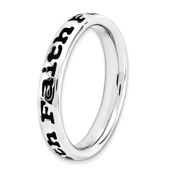 Stackable Expressions Ring Sterling Silver Polished Enameled Faith Ring