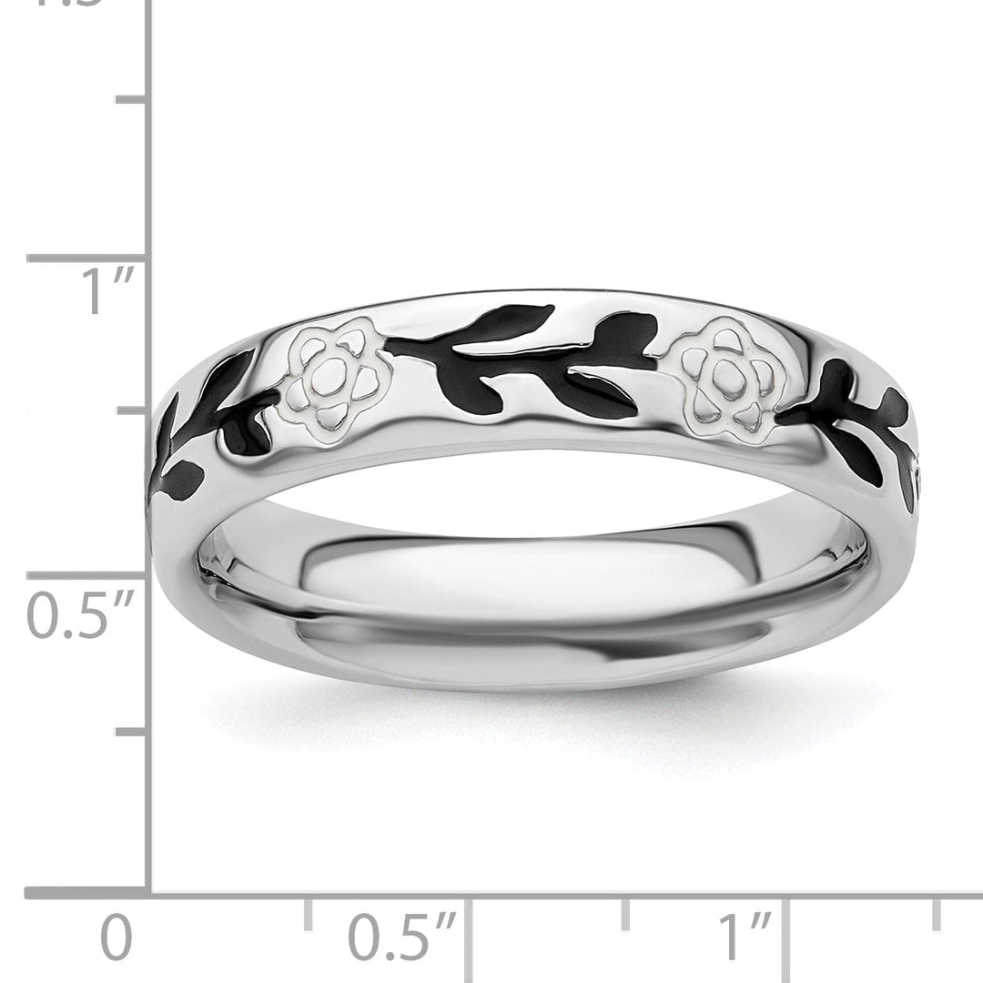 Stackable Expressions Ring Sterling Silver Polished Enameled Flower Ring