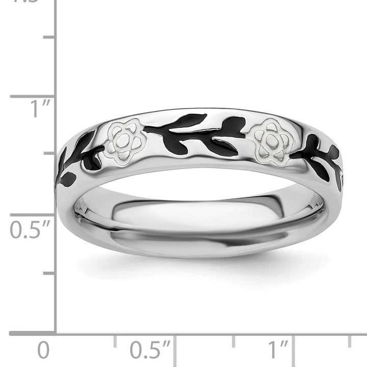 Stackable Expressions Ring Sterling Silver Polished Enameled Flower Ring