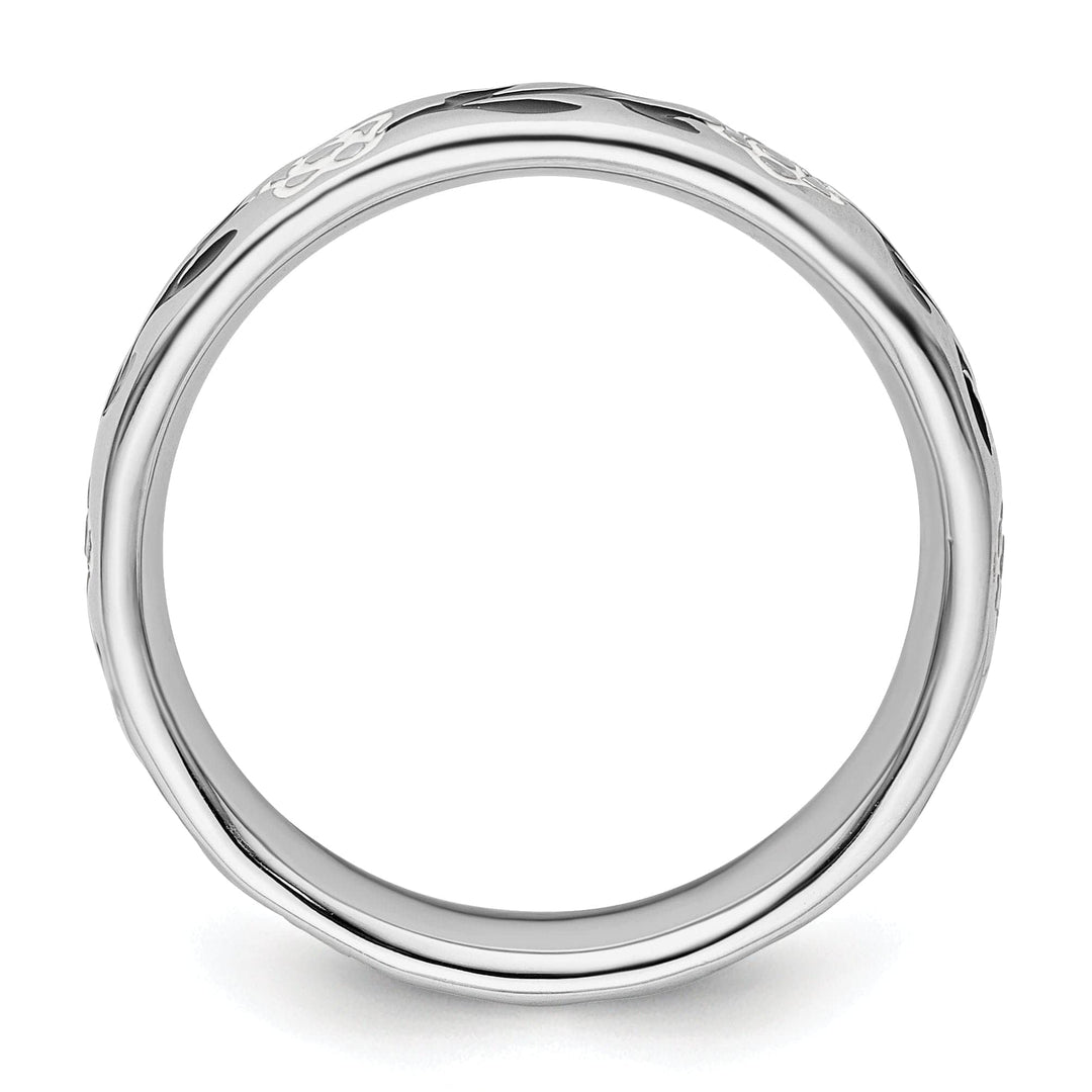 Stackable Expressions Ring Sterling Silver Polished Enameled Flower Ring