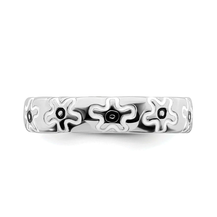 Stackable Expressions Ring Sterling Silver Polished Enameled Flower Ring