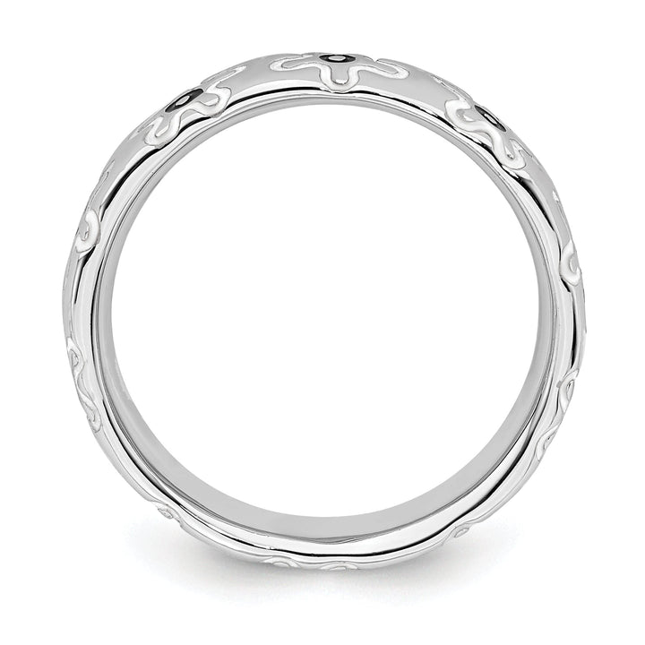 Stackable Expressions Ring Sterling Silver Polished Enameled Flower Ring