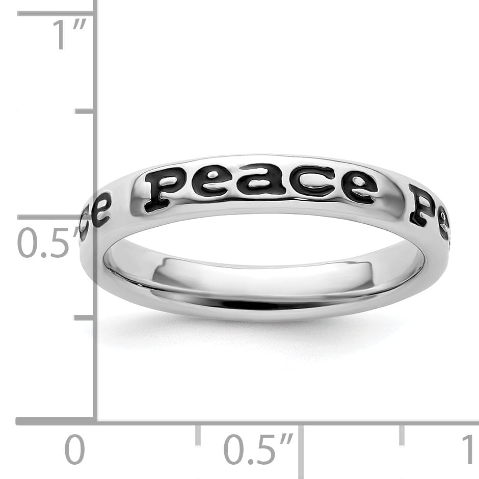 Stackable Expressions Ring Sterling Silver Polished Enameled Peace Ring