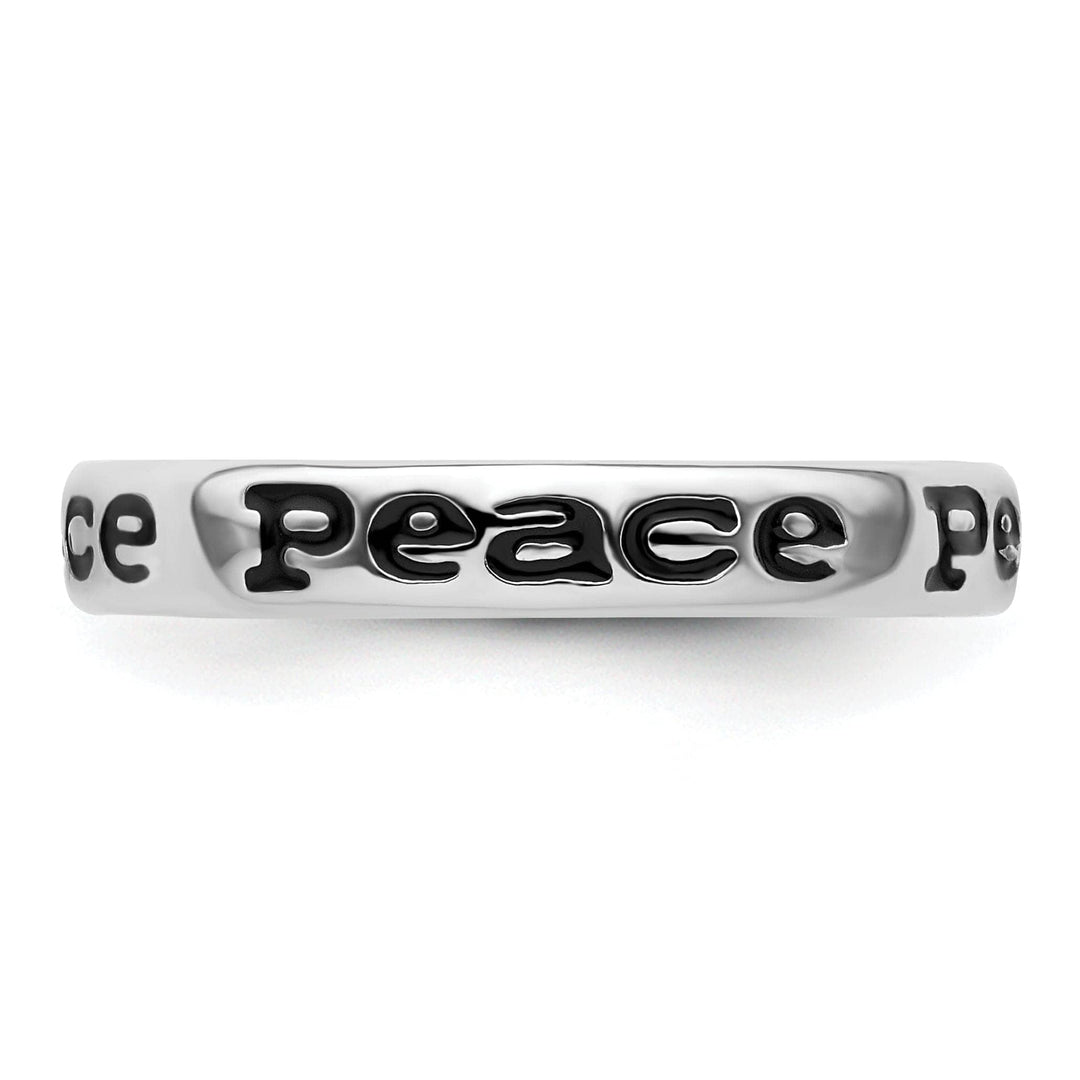 Stackable Expressions Ring Sterling Silver Polished Enameled Peace Ring