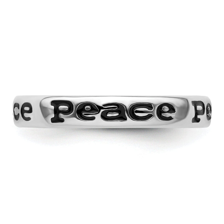 Stackable Expressions Ring Sterling Silver Polished Enameled Peace Ring