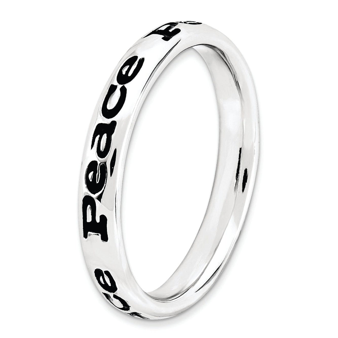 Stackable Expressions Ring Sterling Silver Polished Enameled Peace Ring