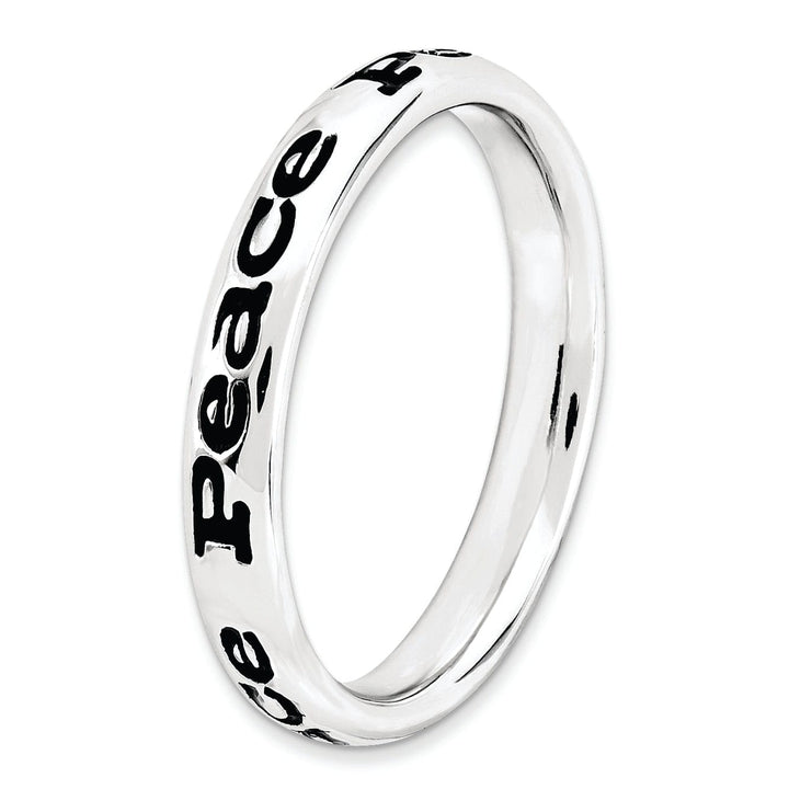 Stackable Expressions Ring Sterling Silver Polished Enameled Peace Ring