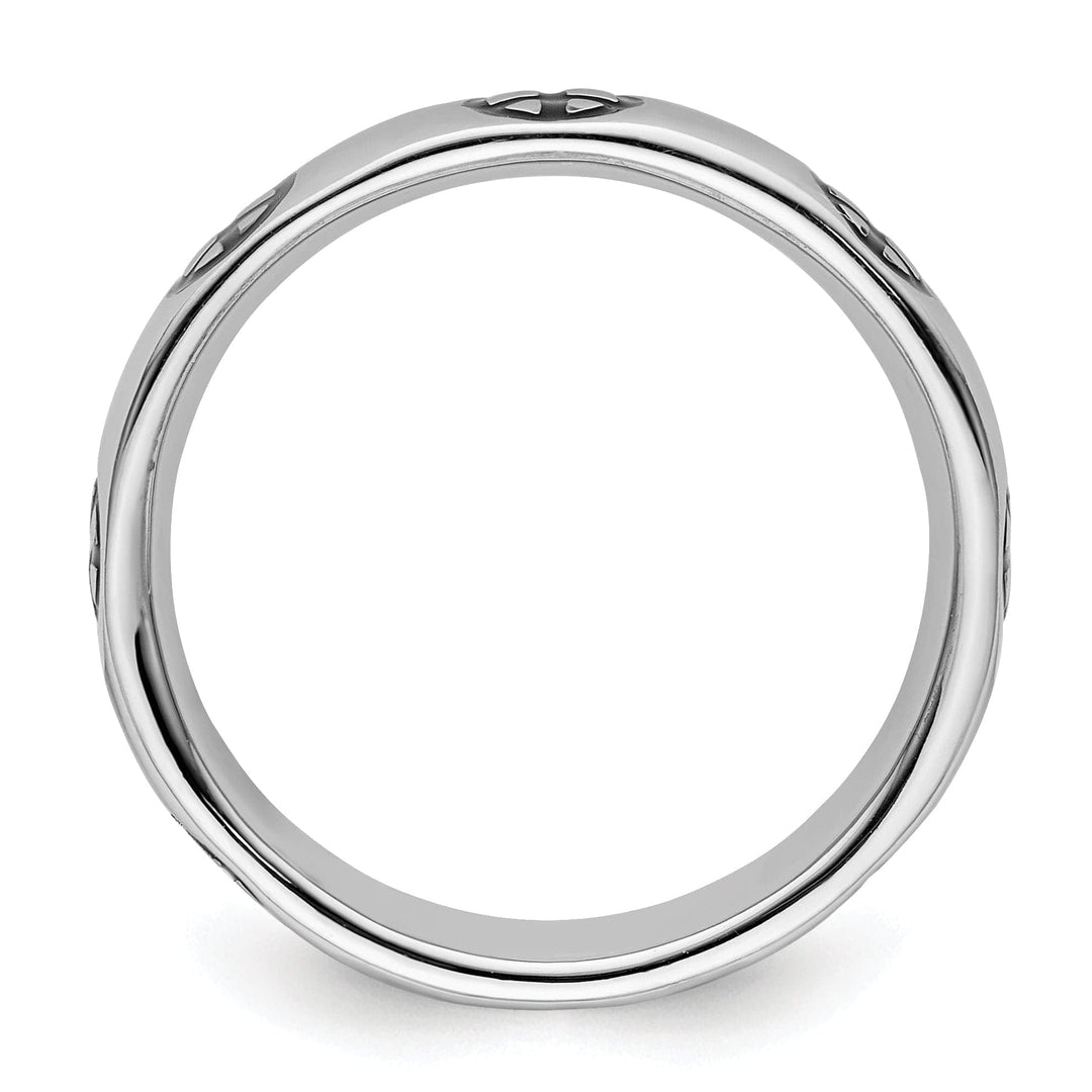 Stackable Expressions Ring Sterling Silver Polished Enameled Peace Sign Ring