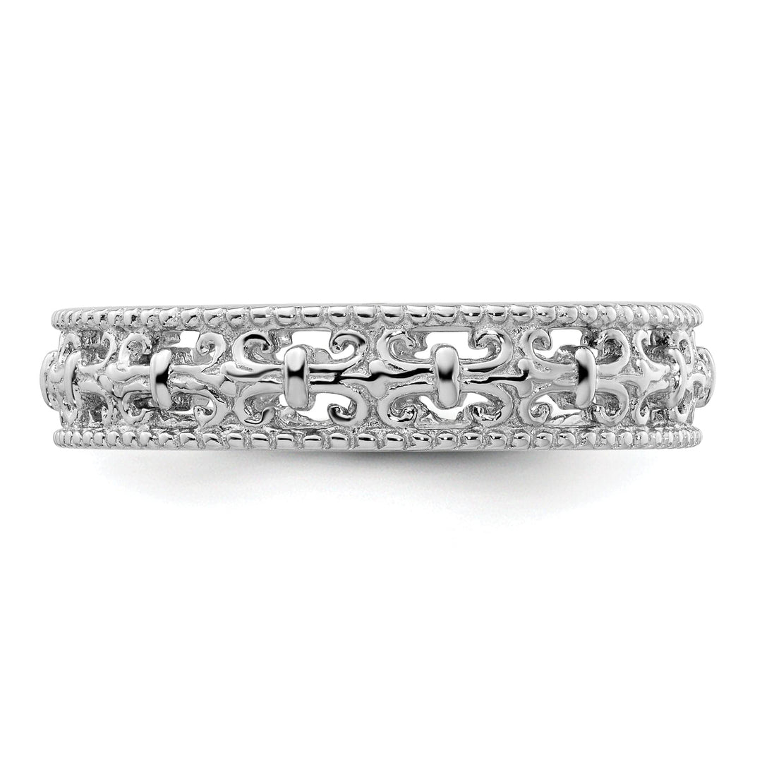 Stackable Expressions Ring Sterling Silver Polished Fleur De Lis Ring