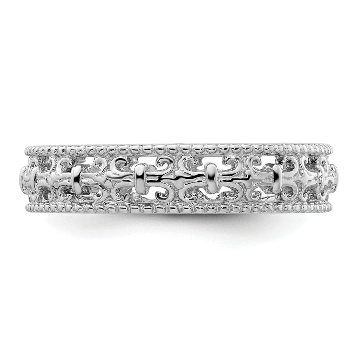 Stackable Expressions Ring Sterling Silver Polished Fleur De Lis Ring