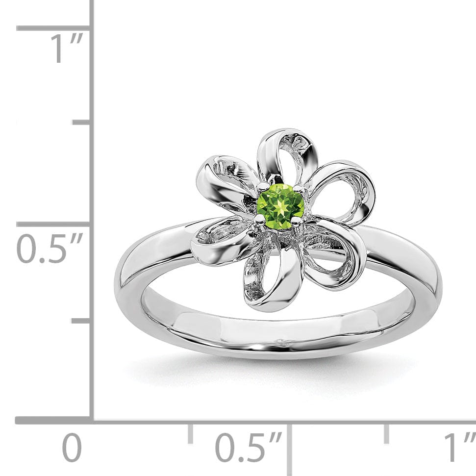 Stackable Expressions Ring Sterling Silver Polished Peridot Flower Ring