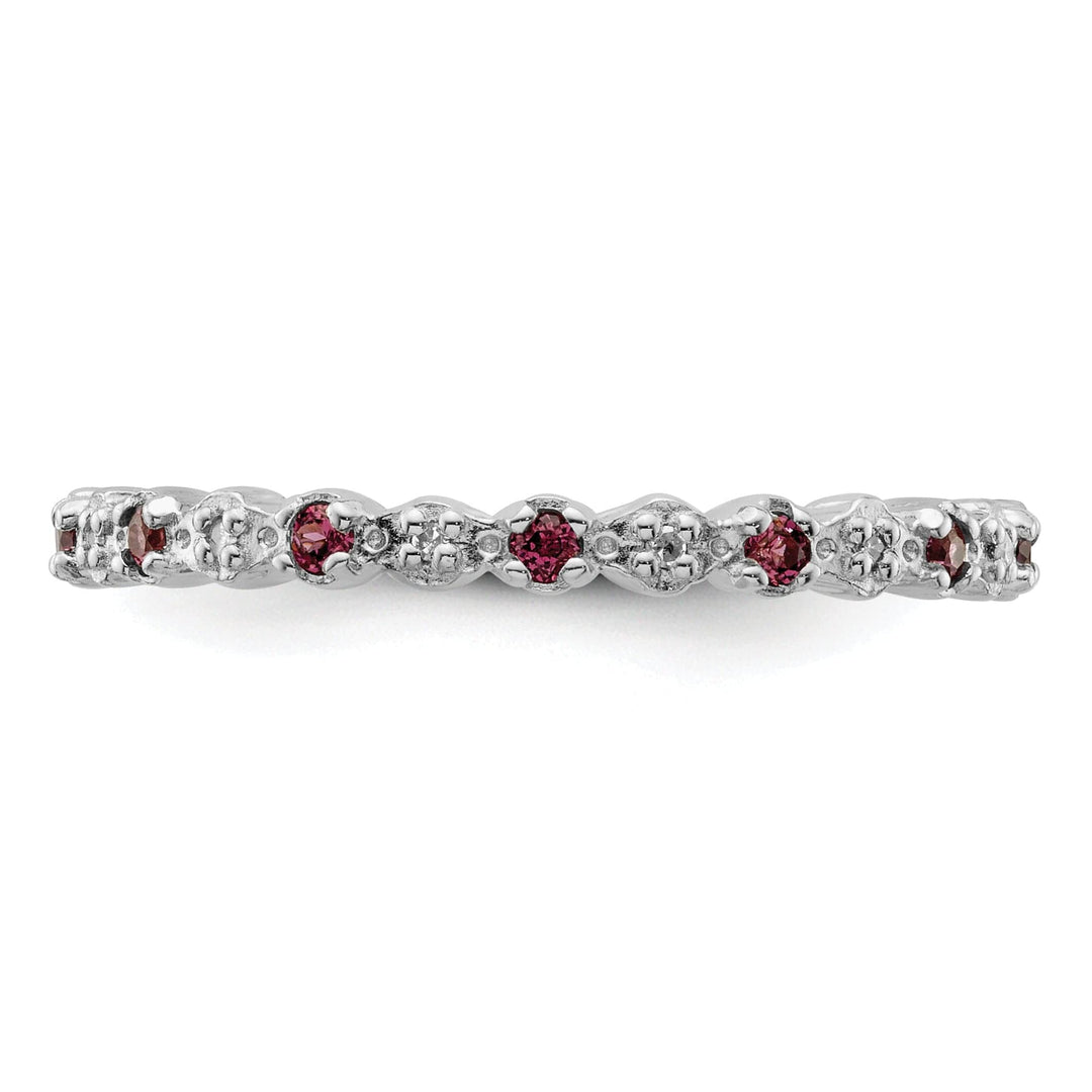 Stackable Expressions Ring Sterling Silver Rhodolite Garnet Diamond Ring