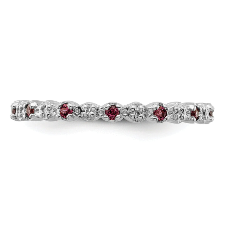 Stackable Expressions Ring Sterling Silver Rhodolite Garnet Diamond Ring