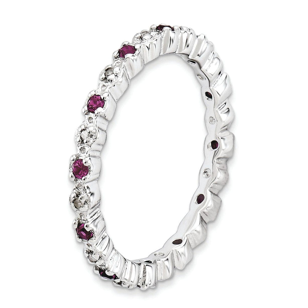 Stackable Expressions Ring Sterling Silver Rhodolite Garnet Diamond Ring